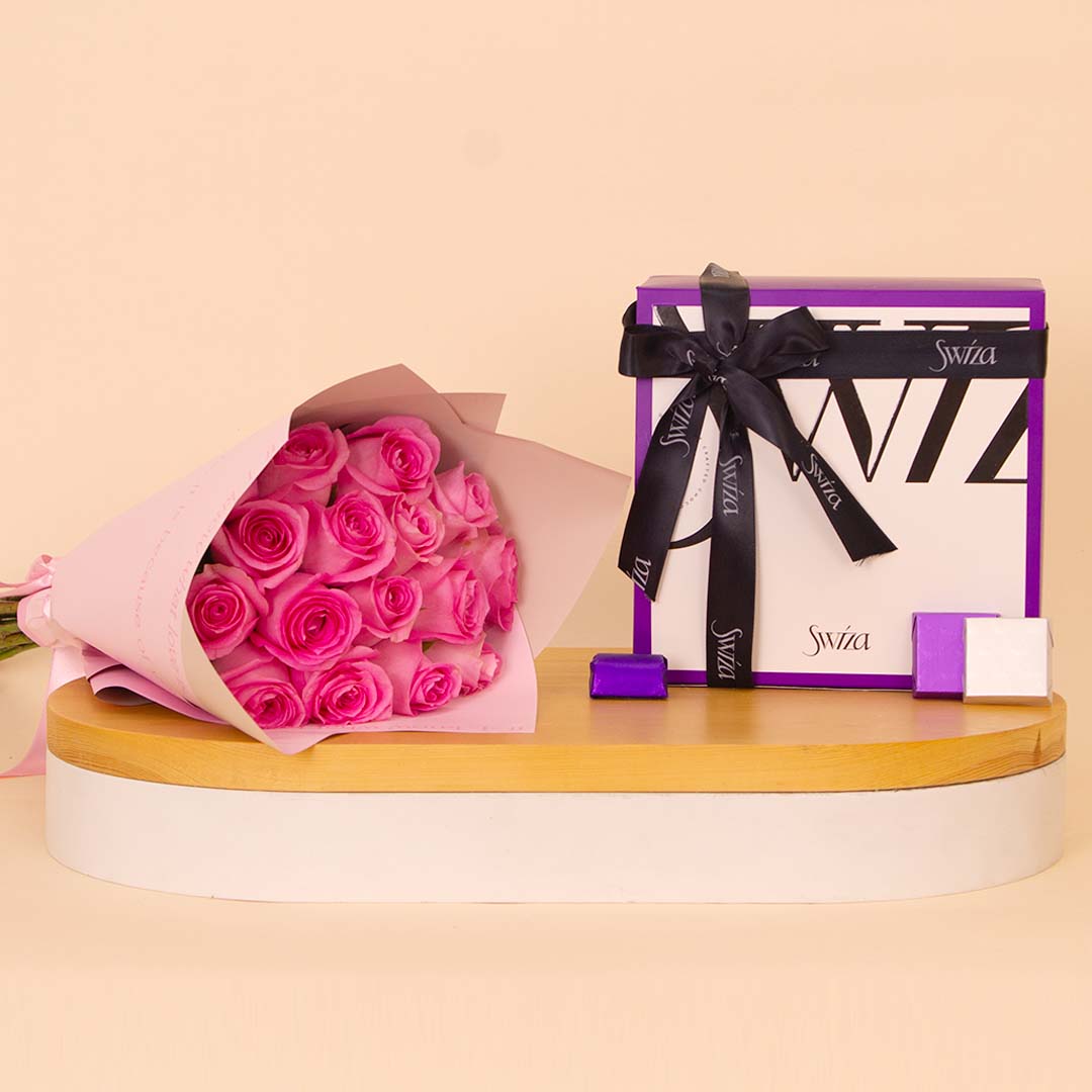 product-image-Swiza Chocolate Box 500g & 15 Roses Boutique