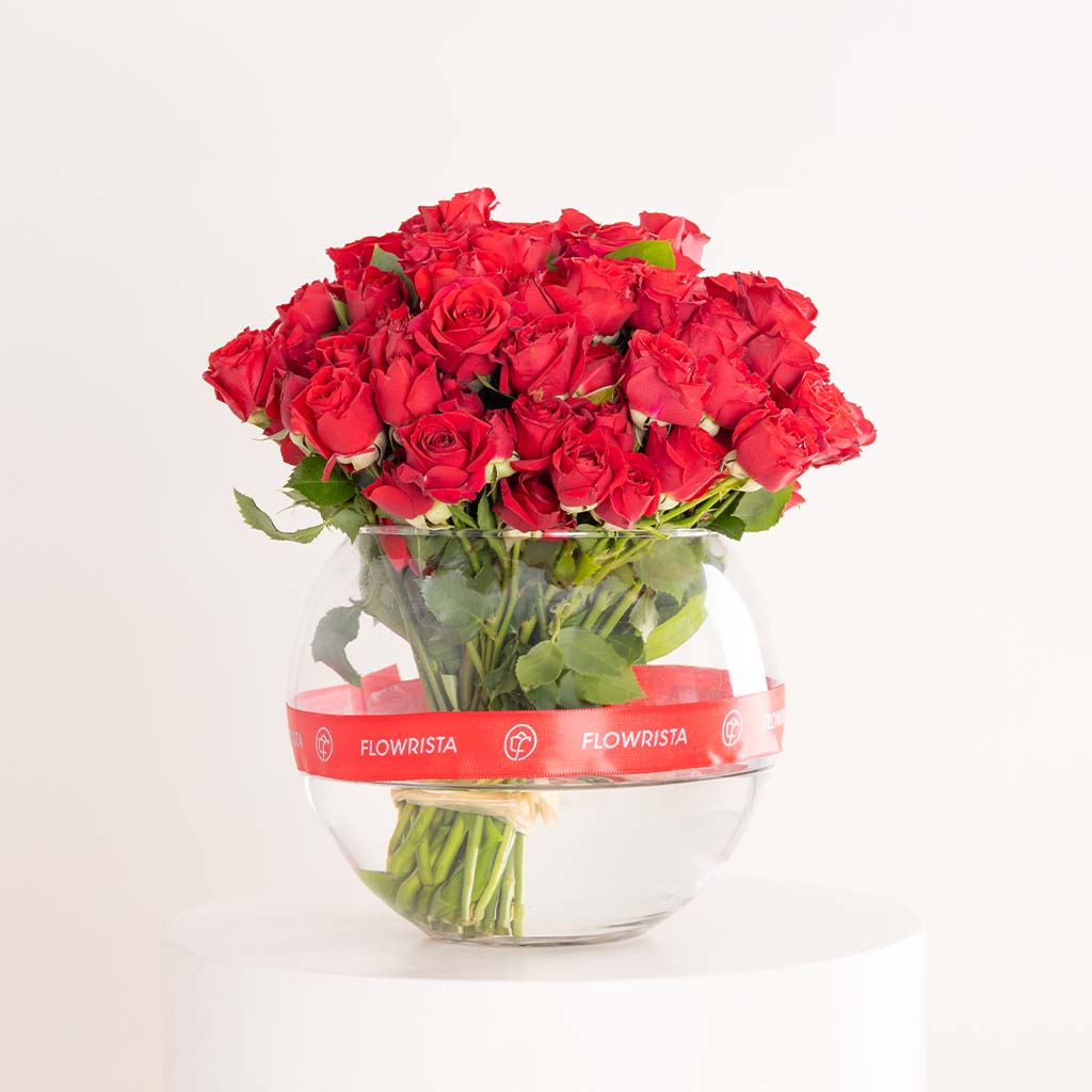 product-image-Red Baby Roses Vase - 20 Stems
