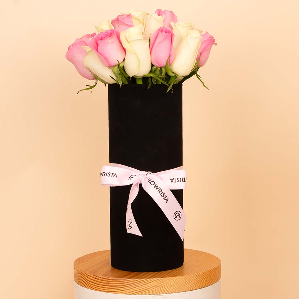Flowrista Online Flowers Shop Harmony Vase - 20 Pink & White Roses