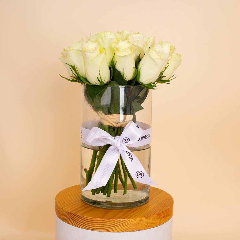product-image-Co-Rafya Pouch Black & White Roses Vase
