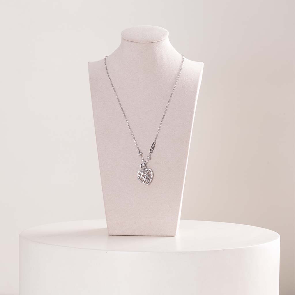 product-image-GUESS Stainless Steel Heart Caged Necklace & Red Roses Bouquet