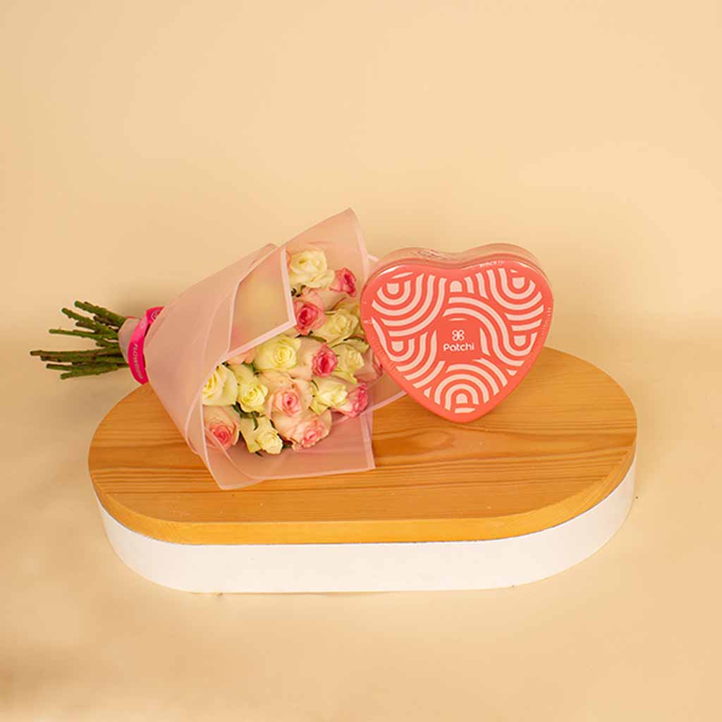 product-image-هدية زهور وشوكولاتة فاخرة - باتشي (22 قطعة) و20 وردة