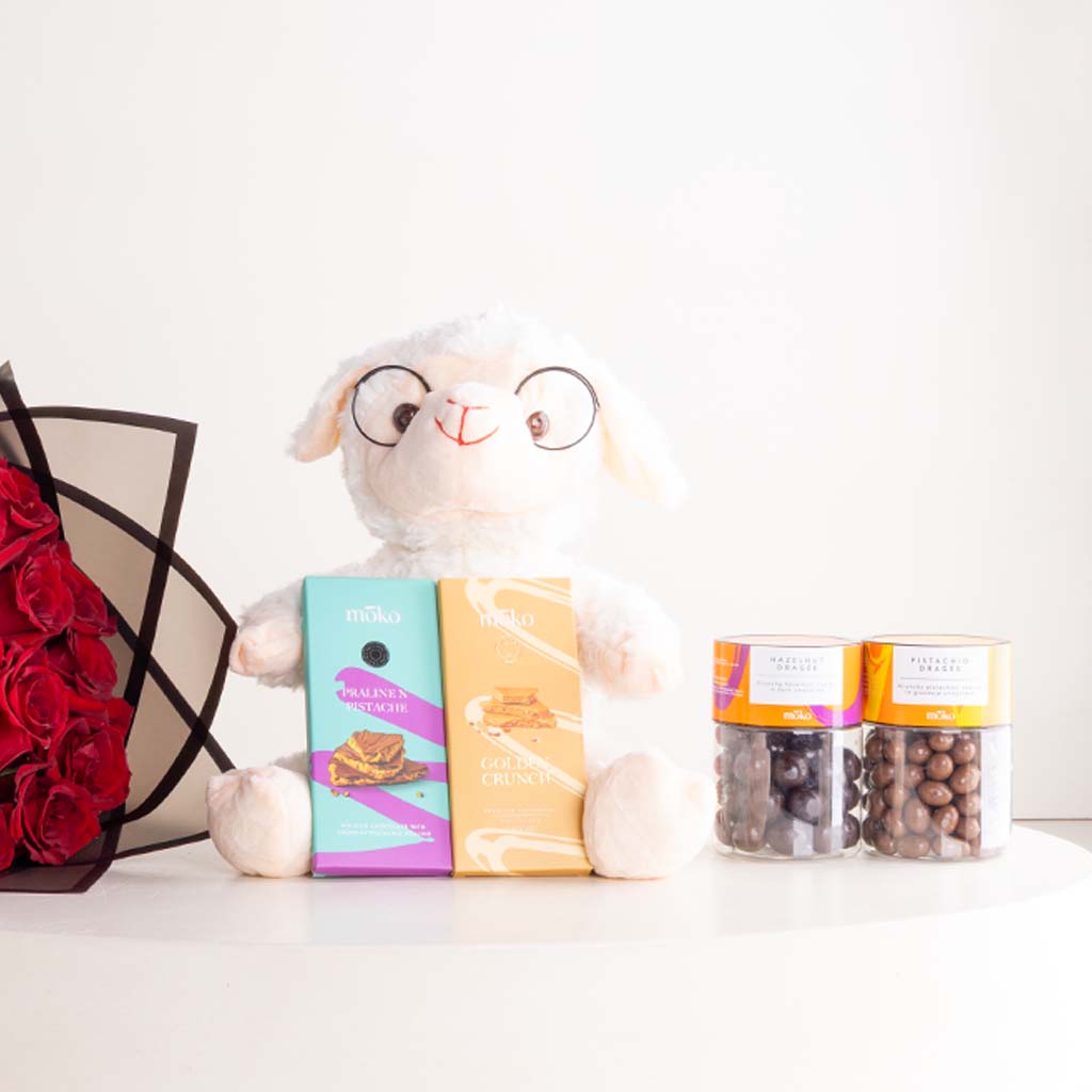 product-image-Red Roses, Moko Chocolate & Sheep Bear Gift Bundle