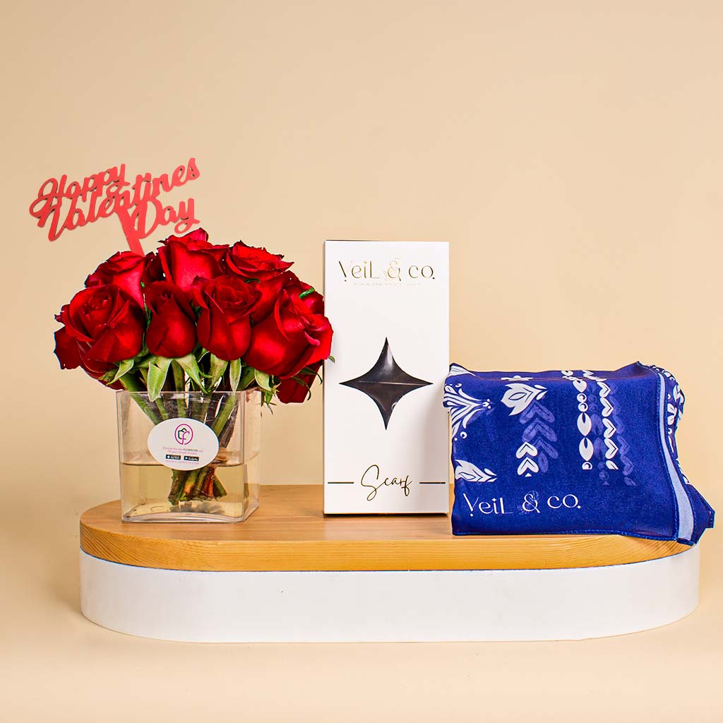 Flowrista Online Flowers Shop Veil & Co Grace Wrap chiffon hijab || The Red Rose Vase