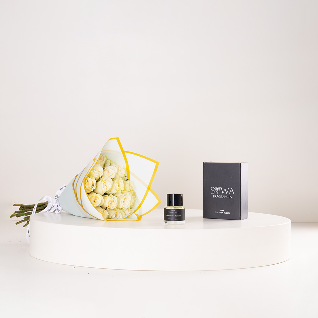 product-image-عطر سيوا إيريزيستبل فانيلا أو دو بارفان ٥٠ مل وباقة من الورود البيضاء