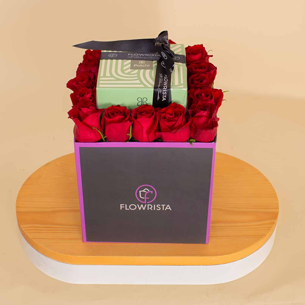product-image-Patchi Chocolate Box 1kg and 17 red roses