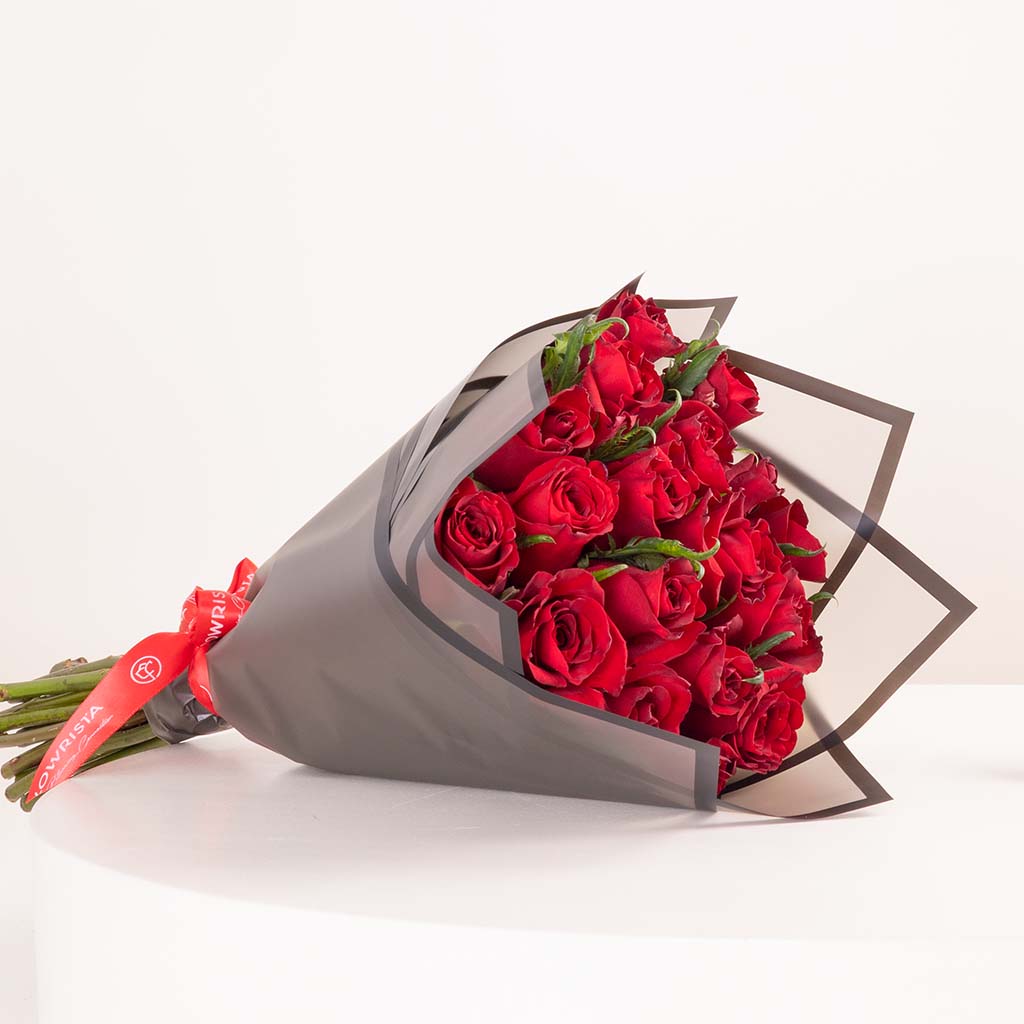 product-image-GUESS Stainless Steel Heart Caged Necklace & Red Roses Bouquet