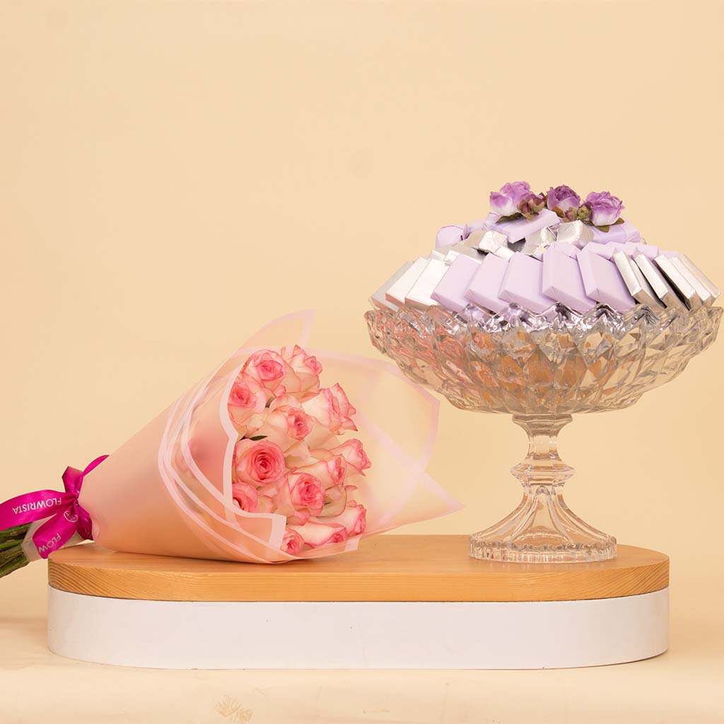 product-image-Passionelle Crystalline Silver Gift with 15 Pink Roses