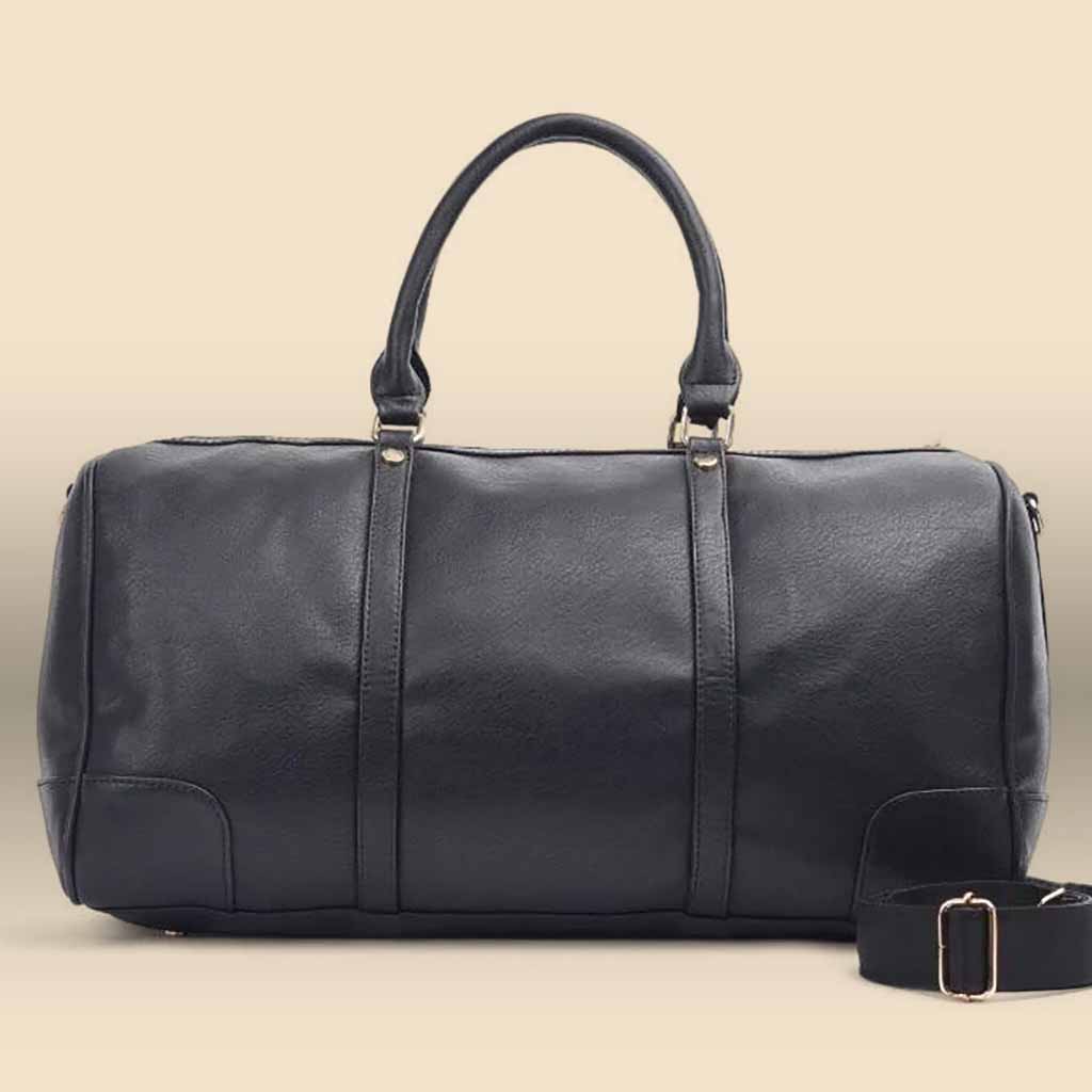Flowrista Online Flowers Shop Pavo Duffle Bag Leather Black 