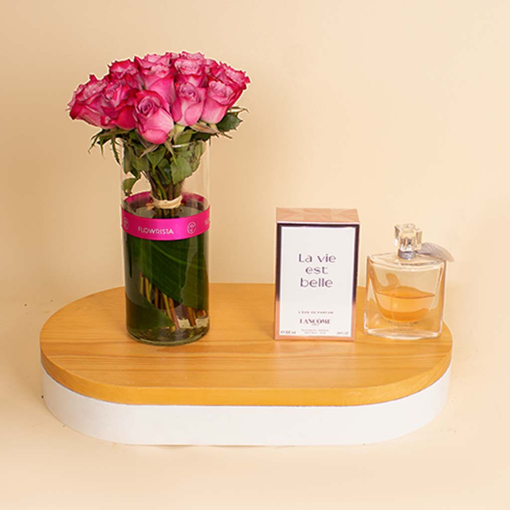 product-image-Lancome La Vie Est Belle For Women Edp 100ml & Vase Of 15 Purble Rose