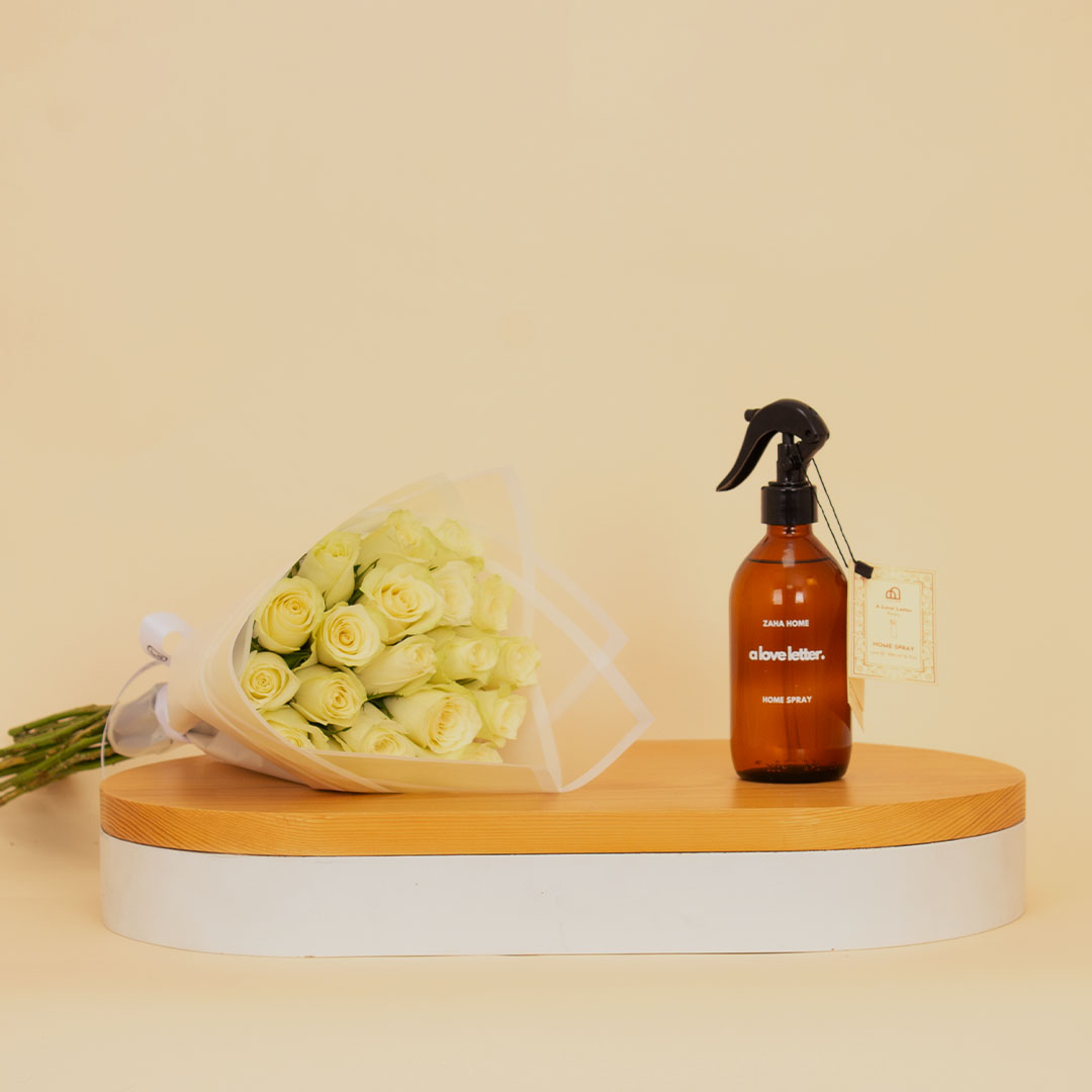 product-image-Zaha Home A Love Letter Home Spray & 15 White Roses