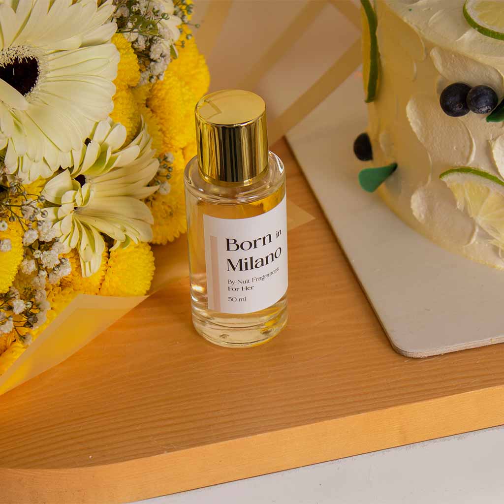 product-image-Voila Lemon Berry Cake, Flower Bouquet & Nuit Perfume Set