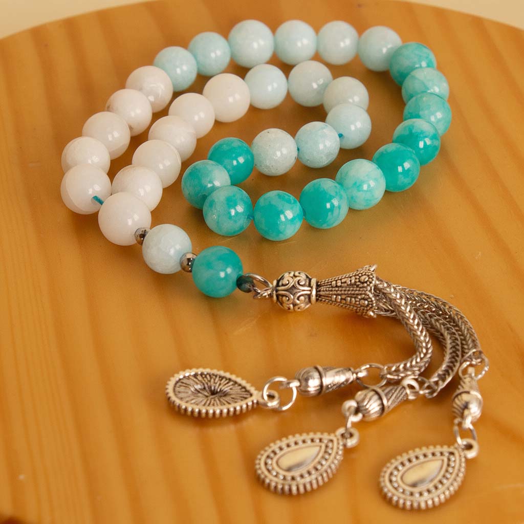 product-image-Brazilian Amazonite Natural Stone Misbaha – 33 Beads, 8mm
