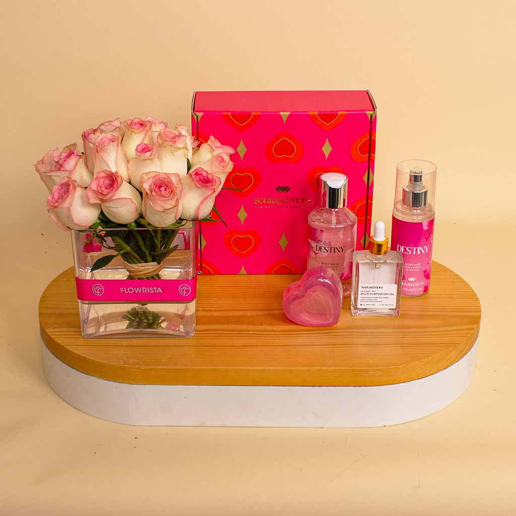 product-image-Soul And More Love Bundle & Pink 20 Roses Vase