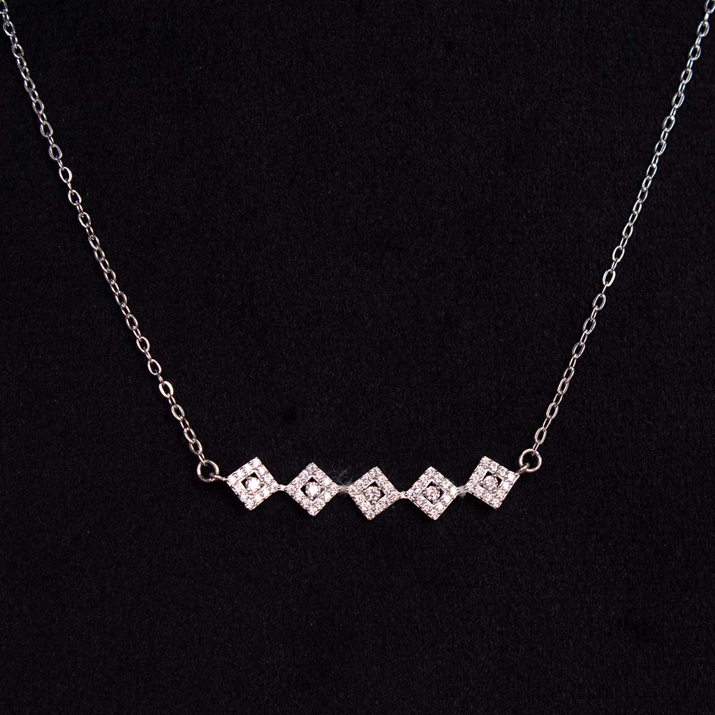 product-image-Valentine’s Gift – Felizmoda Silver Zircon Necklace & 12 Red Roses