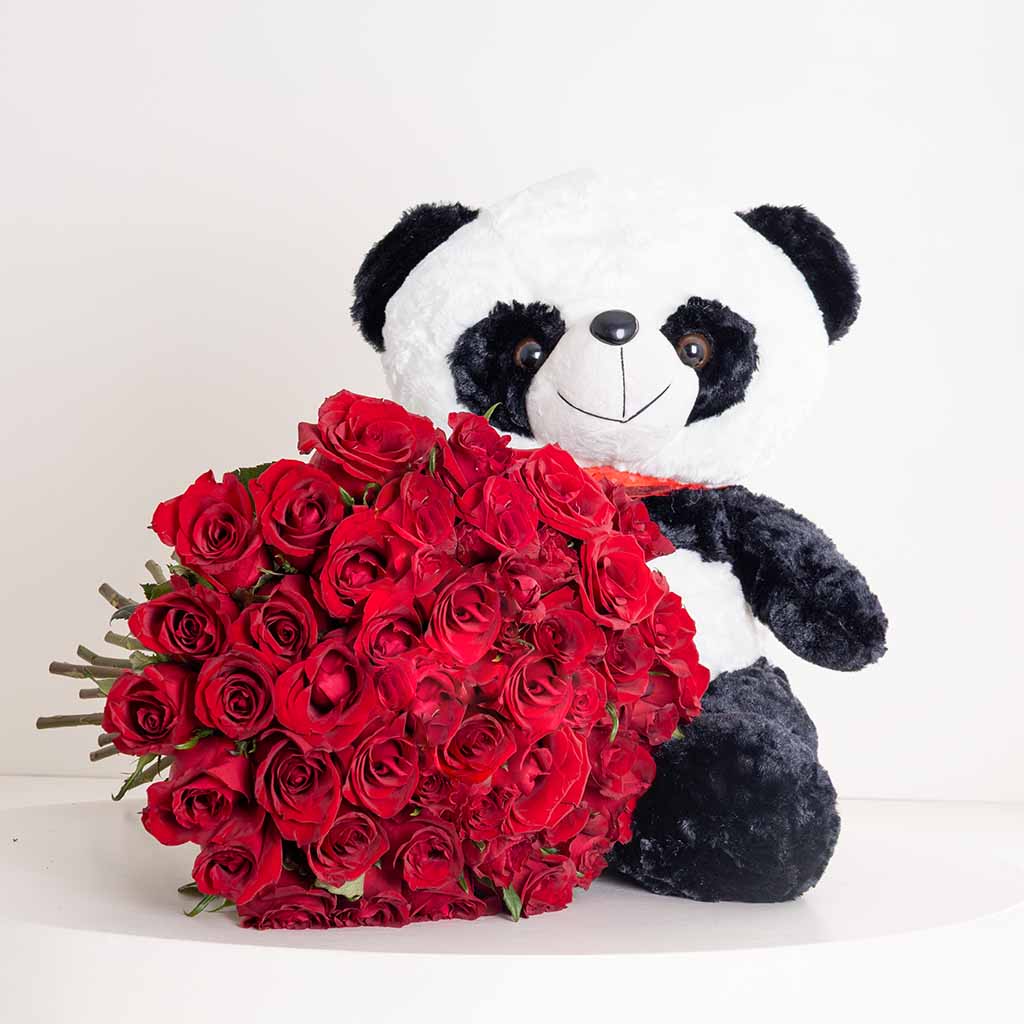 product-image-Red Roses & Panda Bear - The Ultimate Romantic Gift