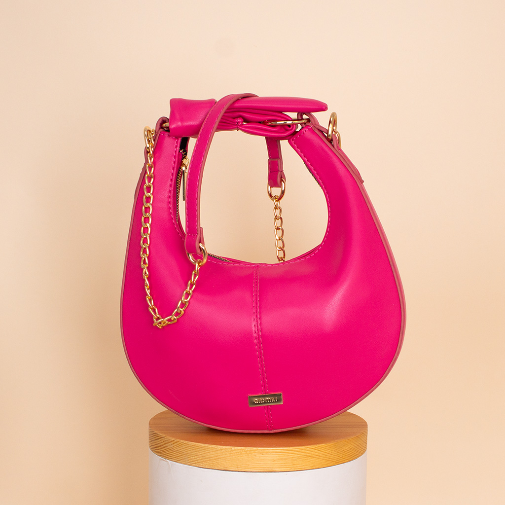 product-image-Alamki Bella Fuchsia Bag & Passionelle Mini Mellow Chocolate & White Roses Vase