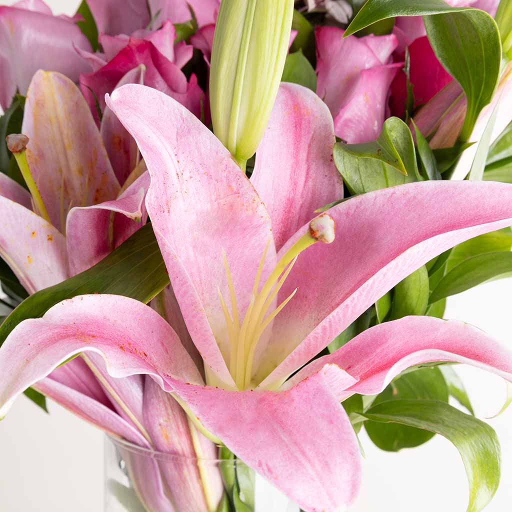product-image-Purple Lilies, Chrysanthemums & Roses Vase