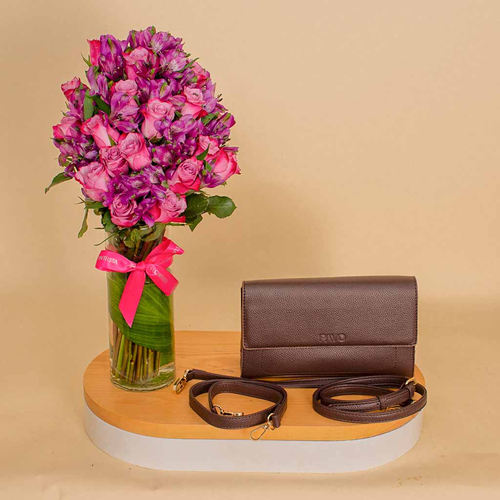product-image-Pavo Brown Cross Handbag and Purble Unique Vase