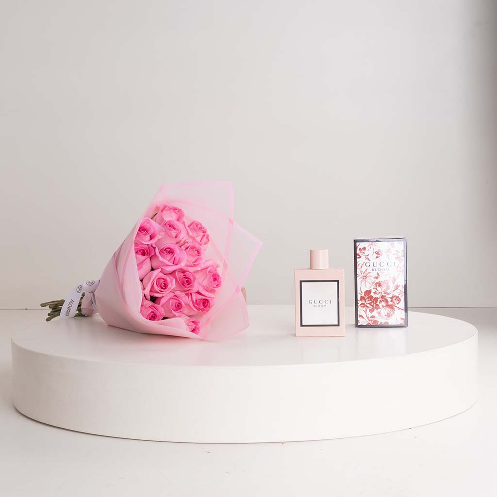 product-image-Gucci Bloom EDP For Women 100ml & Pink Roses Bouquet