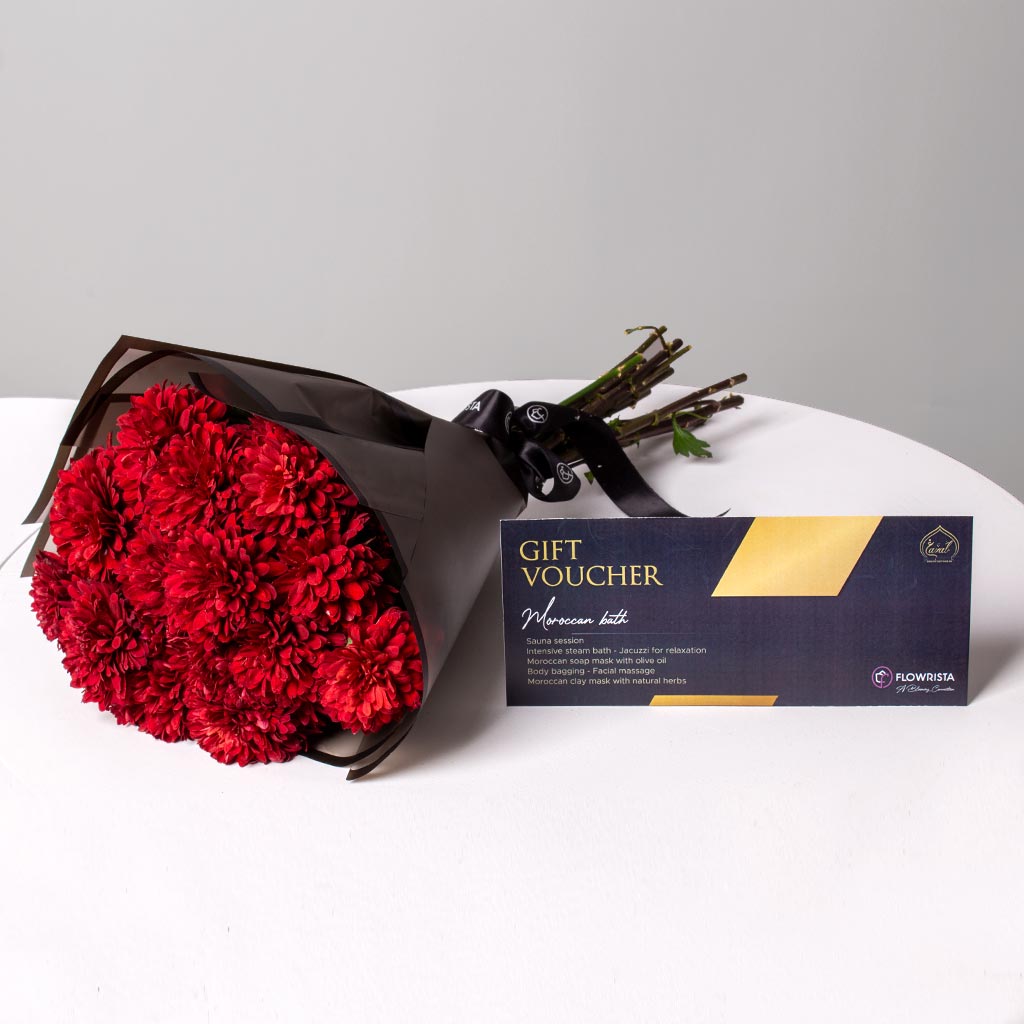 product-image-Red Flowers Bouquet & Moroccan Spa Voucher