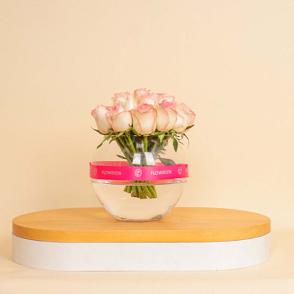 product-image-Light Pink Flowers Vase – 20 Light Pink Flowers