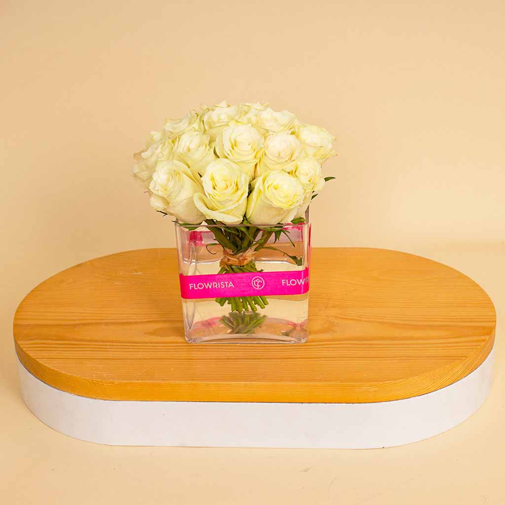 product-image-Flowrista | Cube Vase with 20 White Roses