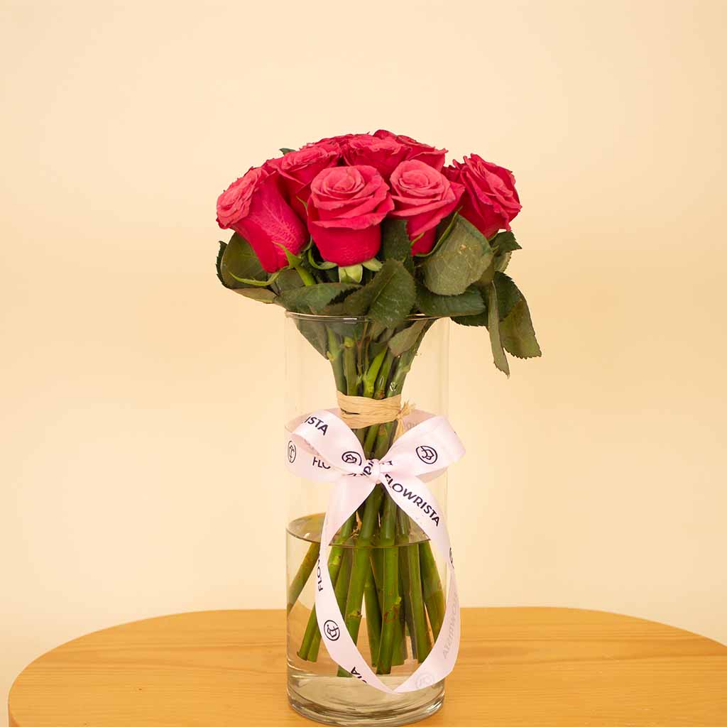 product-image-Nola Rainbow Cake & Fuchsia Roses Vase