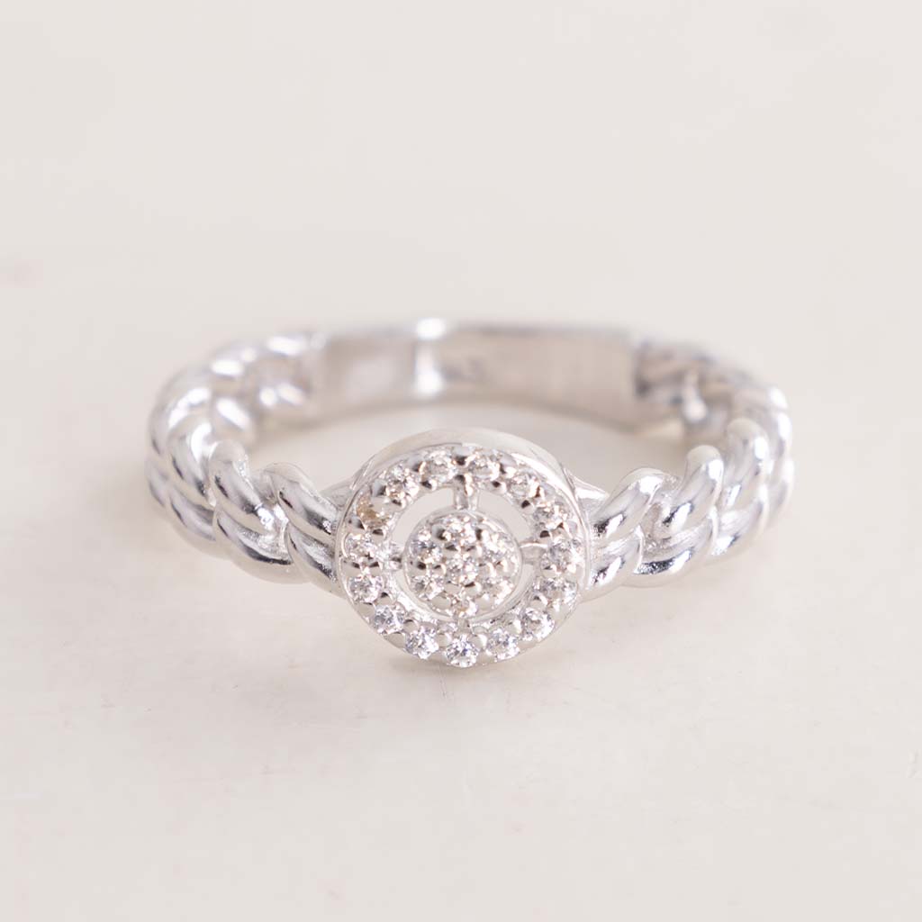 product-image-Felizmoda Braided Zircon Silver Ring & Red Roses Bouquet