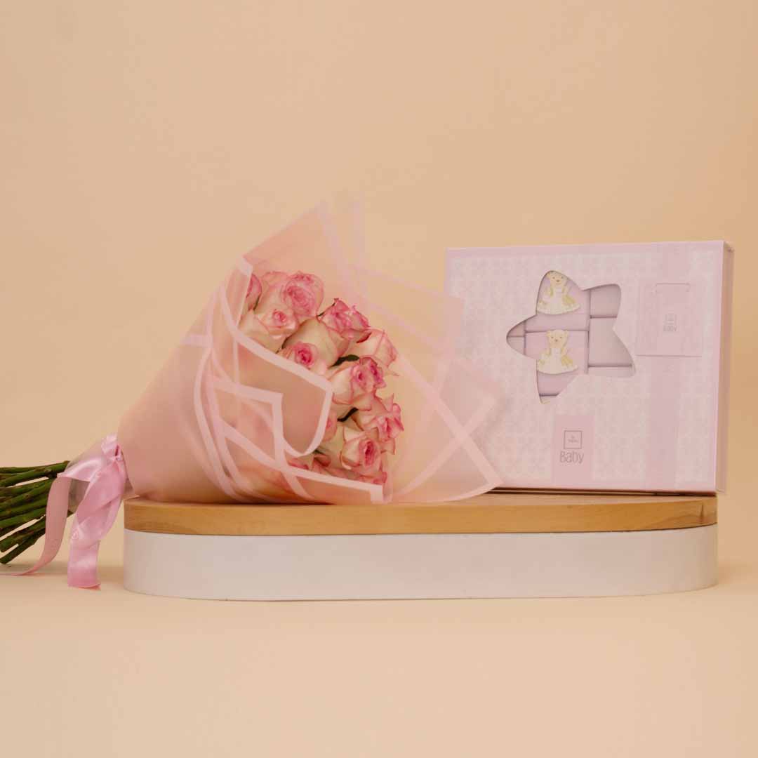 product-image-Patchi Little Girl Chocolate Box & Pink Roses Bouquet