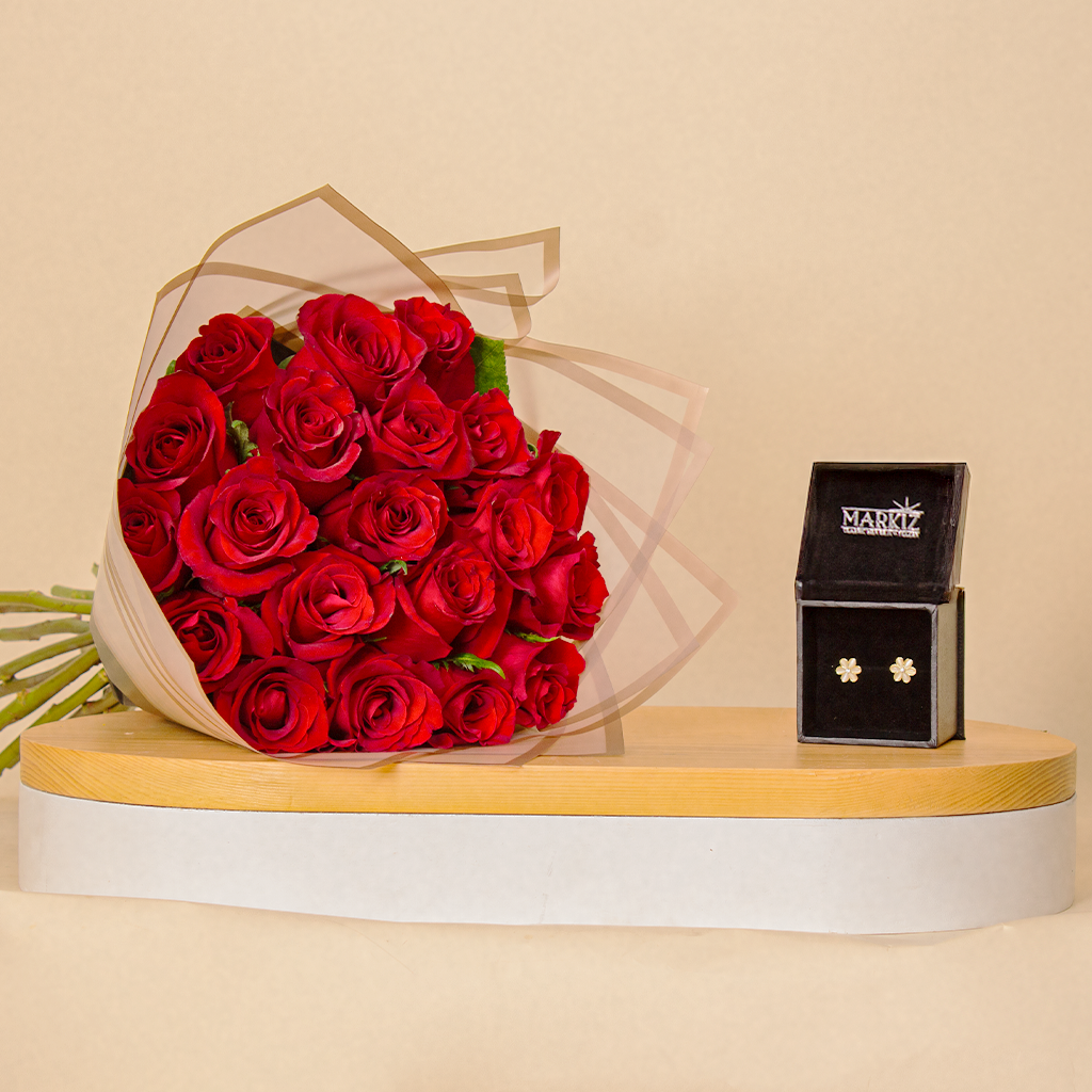 product-image-Markiz Flower Earrings & 20 Roses