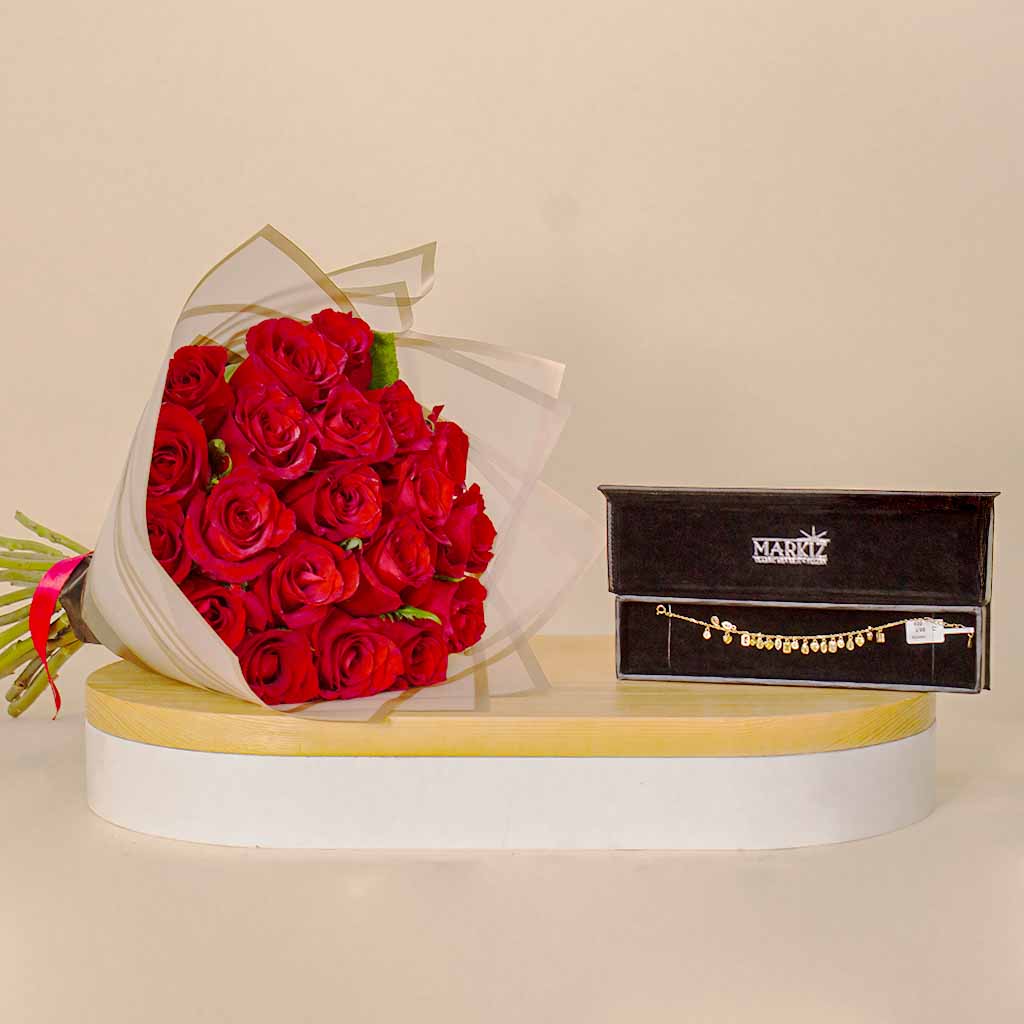 product-image-Markiz Bracelet Golden Mirage & 20 Red Roses