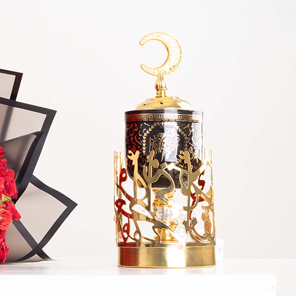 product-image-Ramadan Bukhoor Burner& Red Baby Roses Bouquet