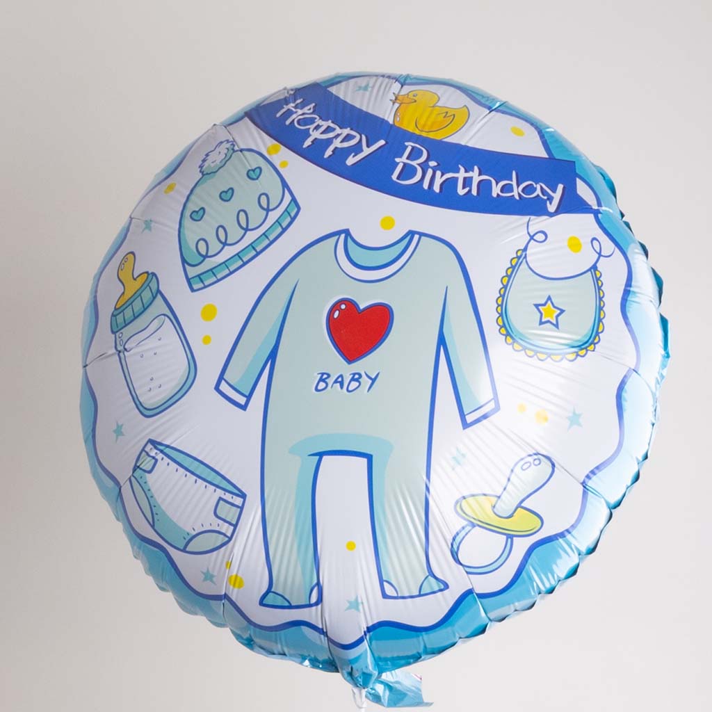 product-image-Baby Boy Celebration Bundle Helium Balloon, Connect 4 Game & Red Roses