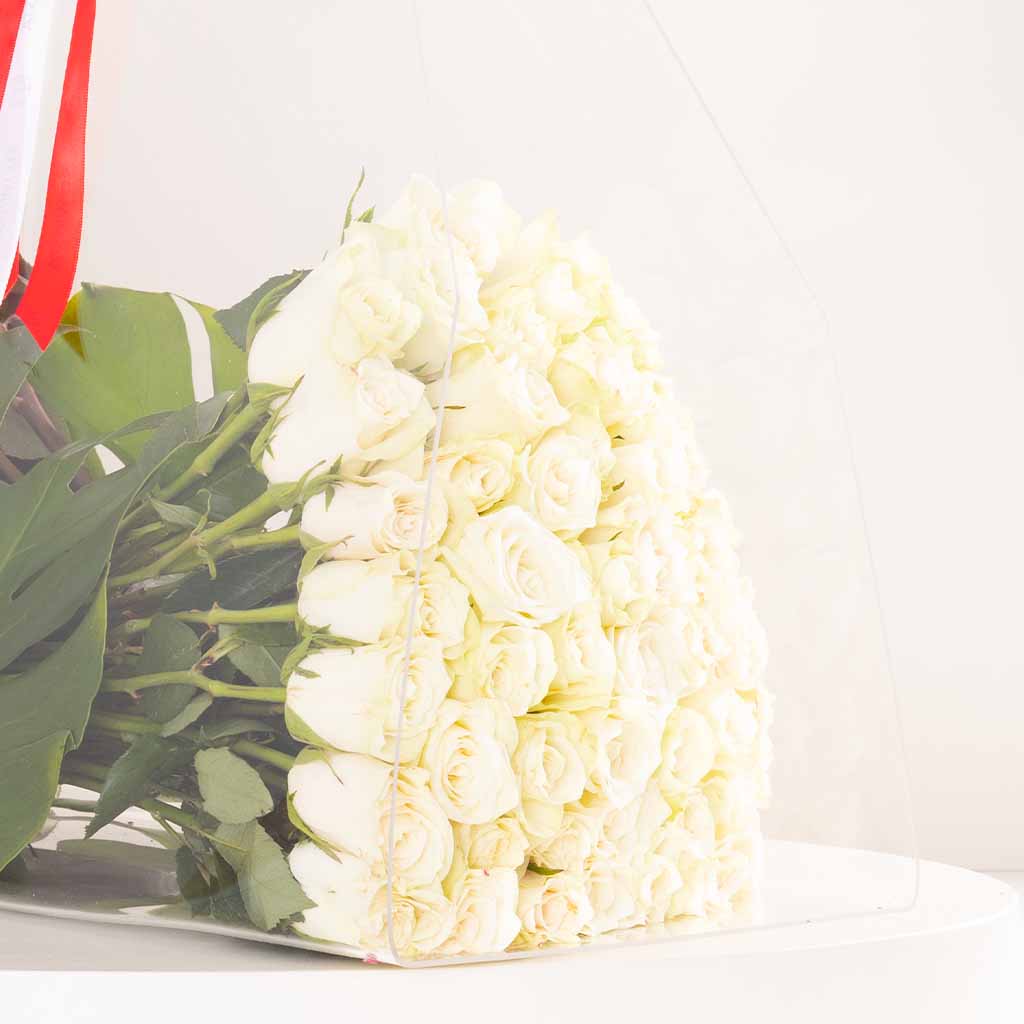 product-image-Flowrista Red & White Roses Acrylic Bag - 100 Stems