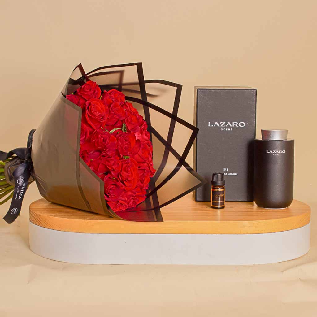 product-image-معطر جو للسيارة لازارو Z1، أسود و25 وردة حمراء