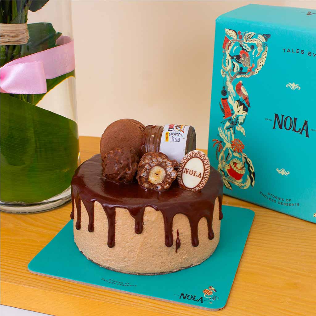 product-image-Nola Nutella Crunchy Cake & White Roses Vase