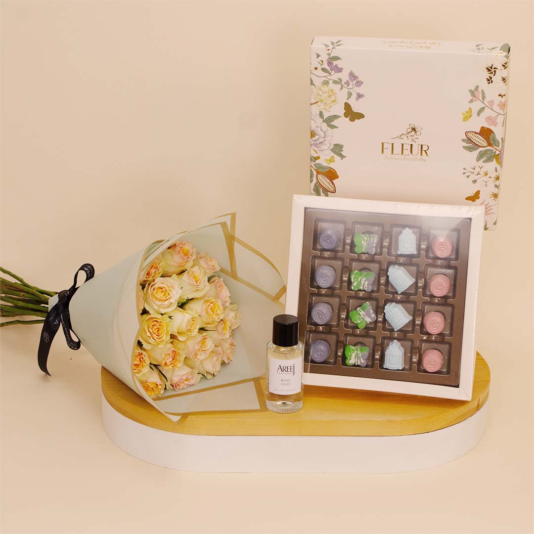 product-image-Areej & Fleur: Roses, Oud Fragrance & Belgian Chocolates Gift Set