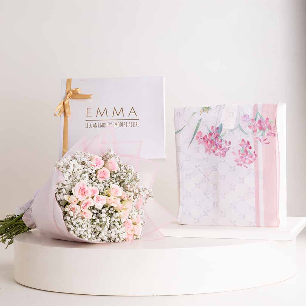 product-image-وشاح إيما فلوري فلوري مع بوكيه كوايت لوف
