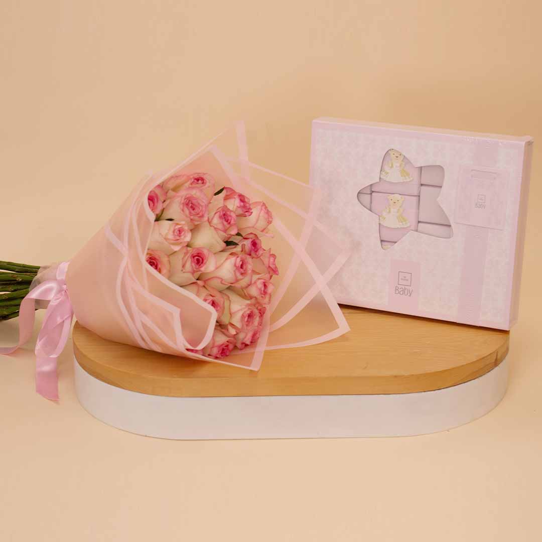 product-image-Patchi Little Girl Chocolate Box & Pink Roses Bouquet