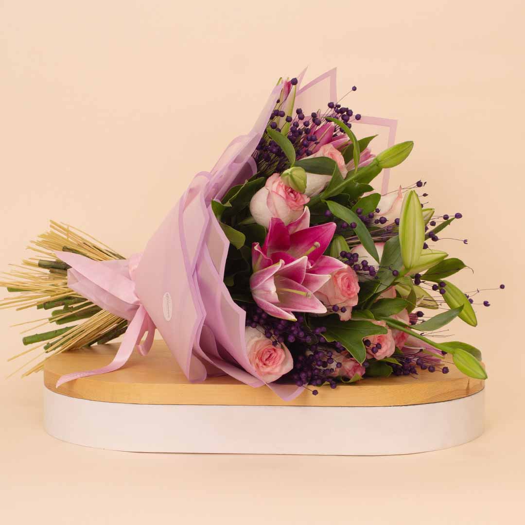 product-image-Flowrista Pink Roses & Lilies Flowers Bouquet