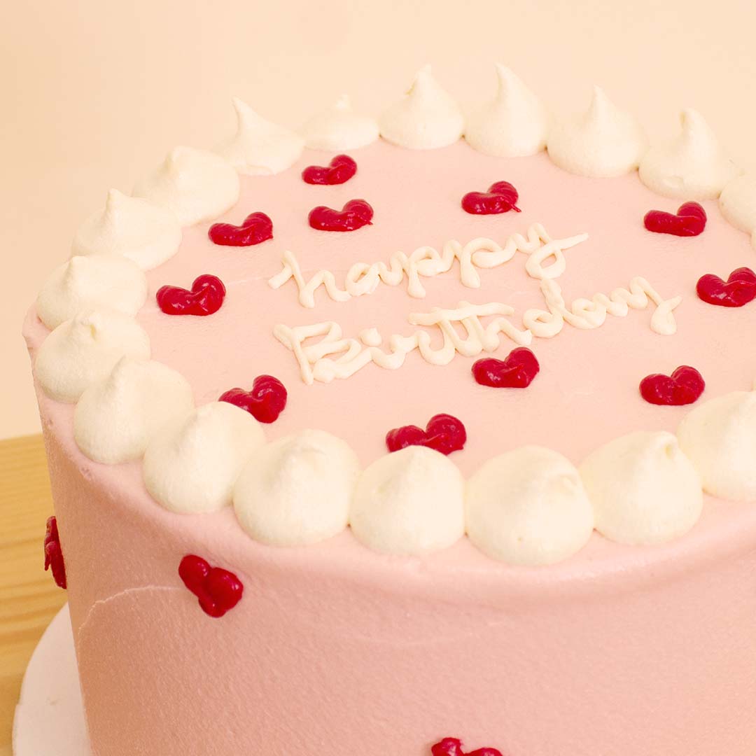 product-image-Ninos Heart-Dotted Birthday Cake & 15 Pink Roses Vase