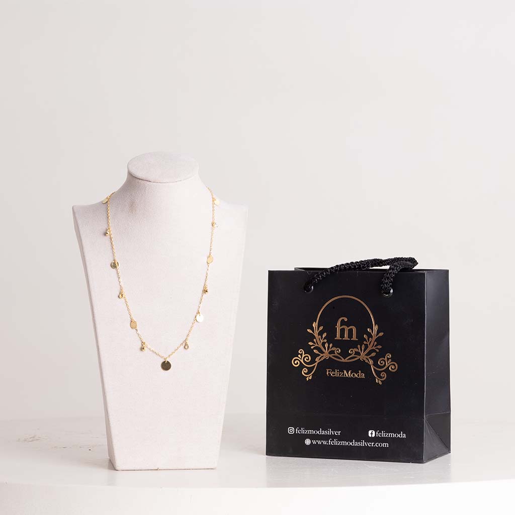 product-image-Felizmoda Gold-Plated Silver Necklace with Multiple Circles & Crystals