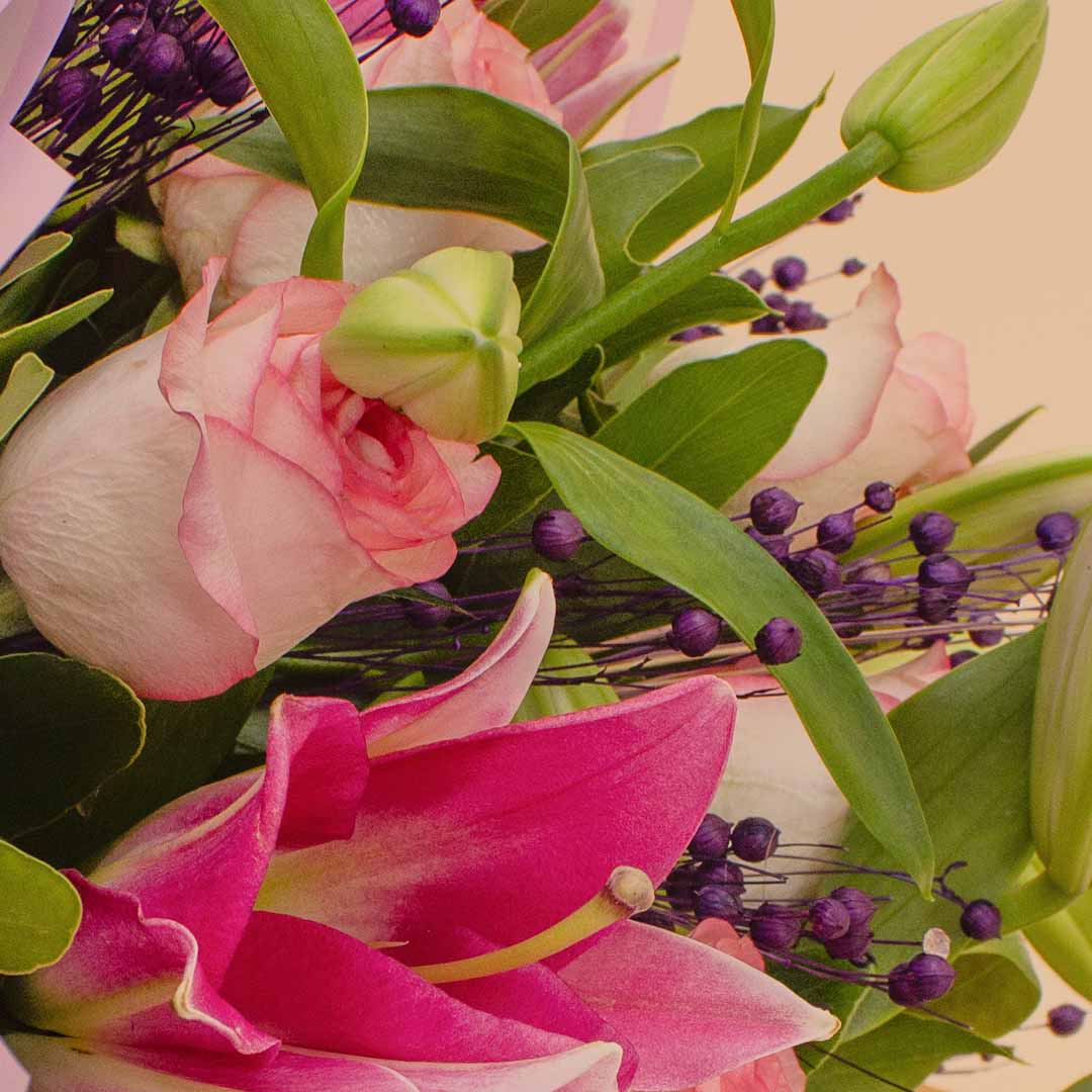 product-image-Flowrista Pink Roses & Lilies Flowers Bouquet