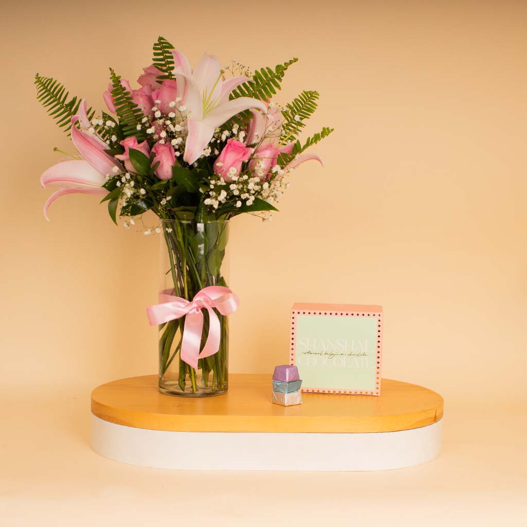 product-image-Shanshal Luxury Chocolates & Lily Roses Vase
