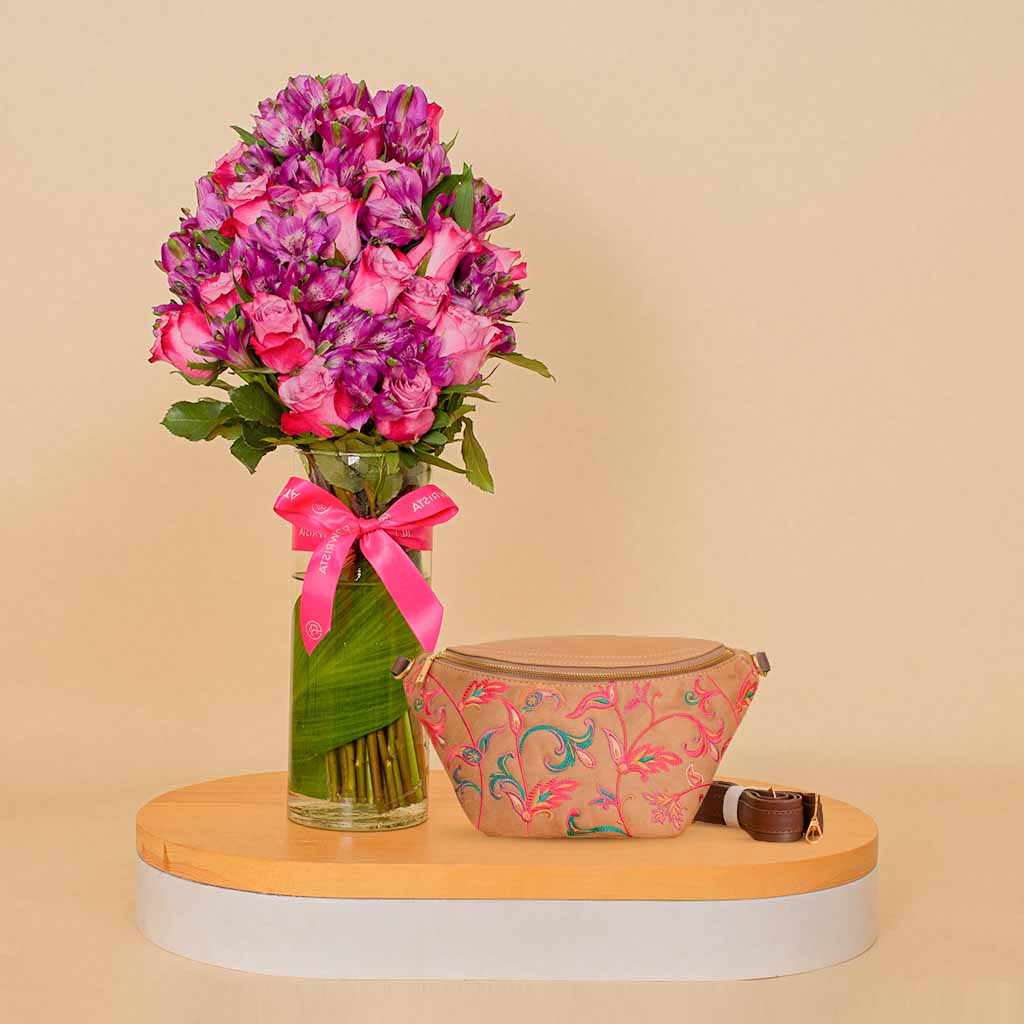 product-image-Pavo Fanny Pack Beige & Unique Purble Vase