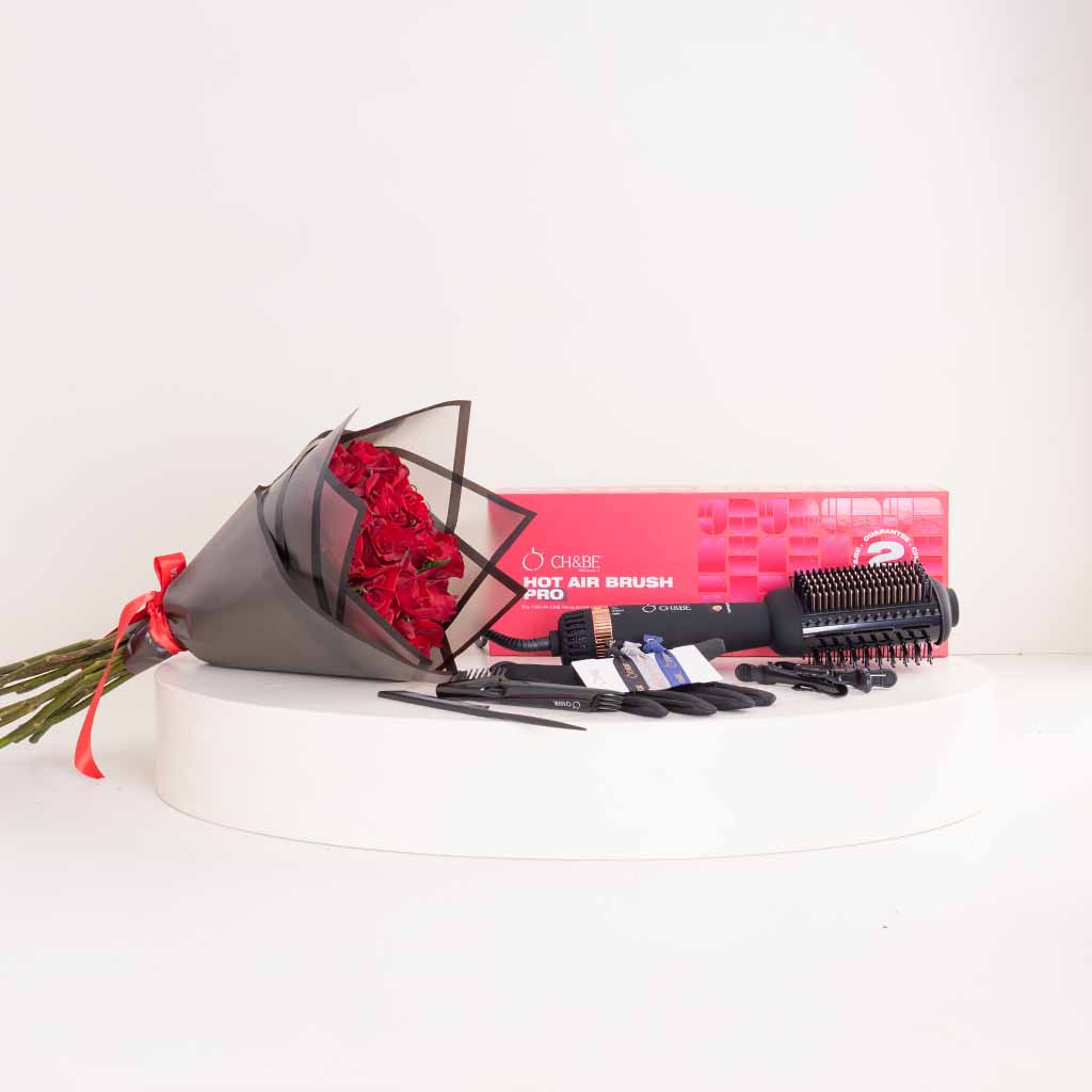 product-image-CH&BE Hot Air Brush Pro 2in1 & 15 Red Roses Bouquet
