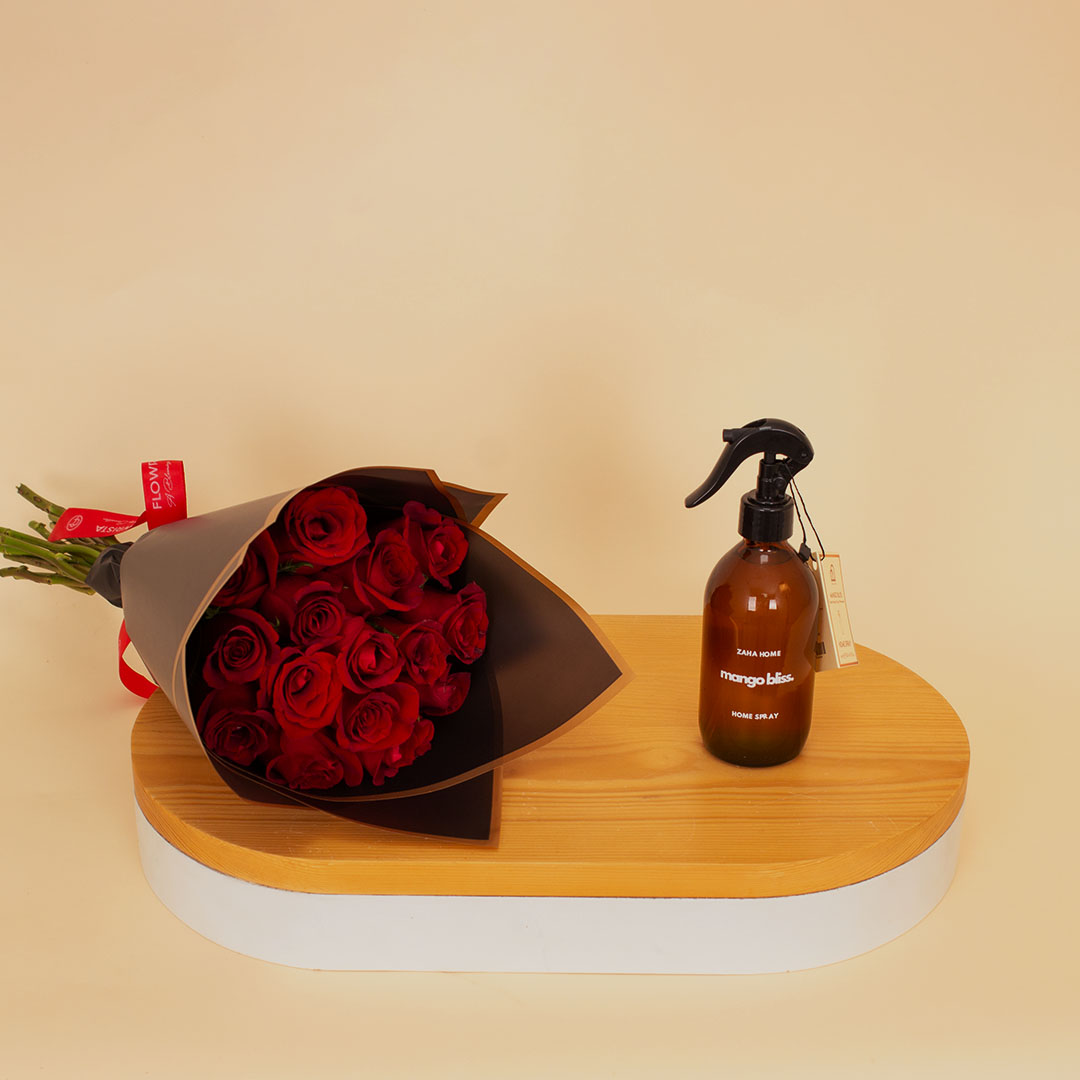 product-image-زها هوم - معطر جو منزلي برائحة المانجو بليس و15 وردة حمراء