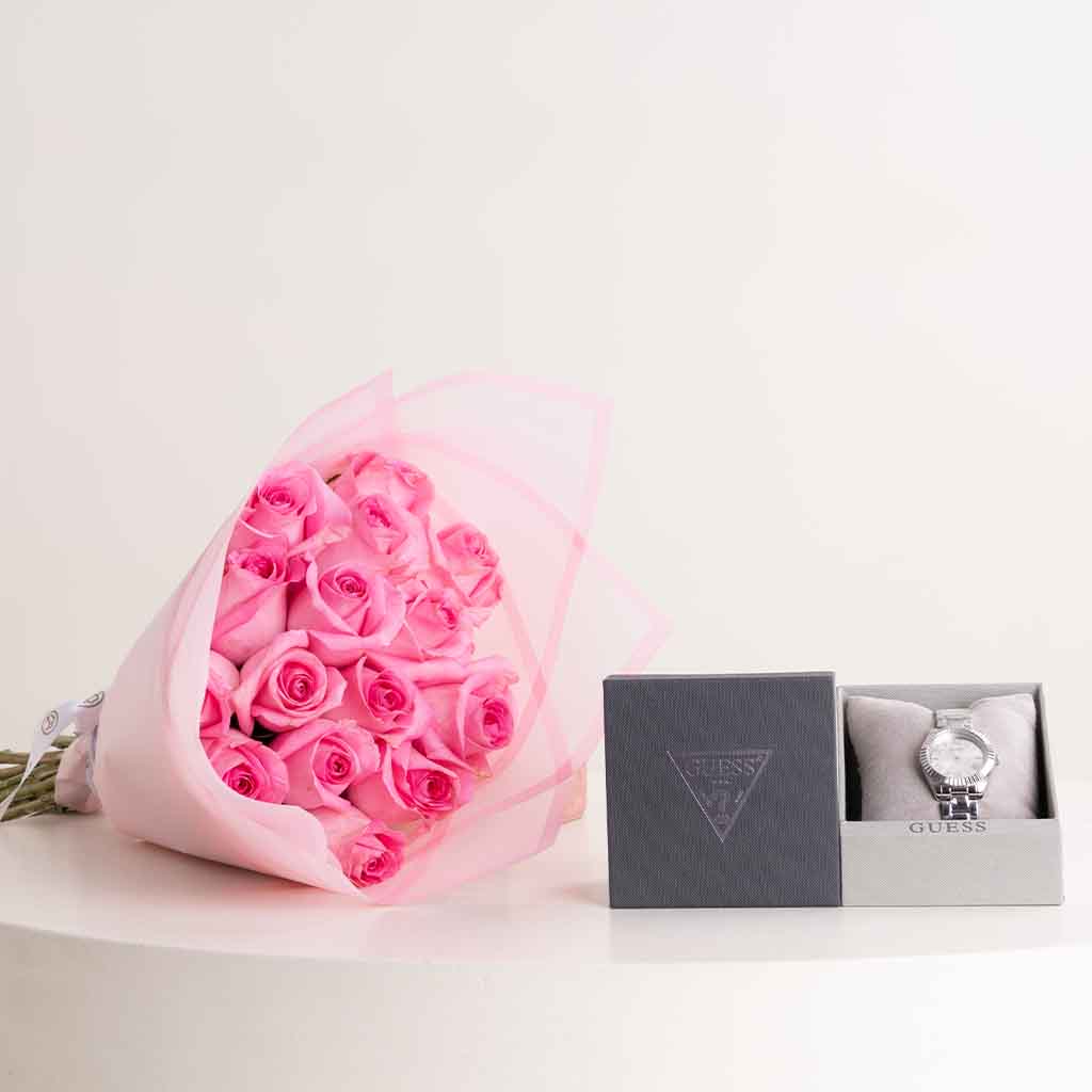 product-image-ساعة جيس ميني لونا الفضية للنساء مع باقة من ورود ريفايفل