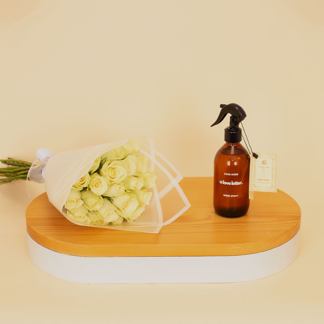 product-image-Zaha Home A Love Letter Home Spray & 15 White Roses